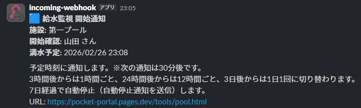 給水開始の通知
